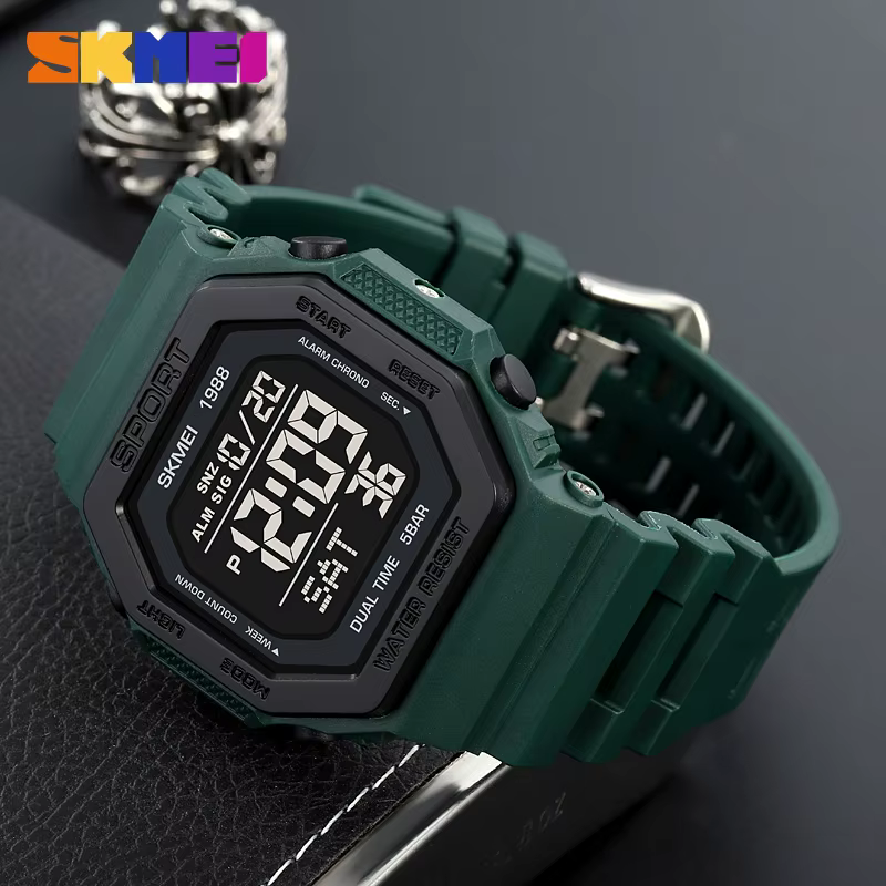 SKMEI 1988 militaire compte à rebours Chrono montre-bracelet pour hommes LED affichage numérique Sport montre