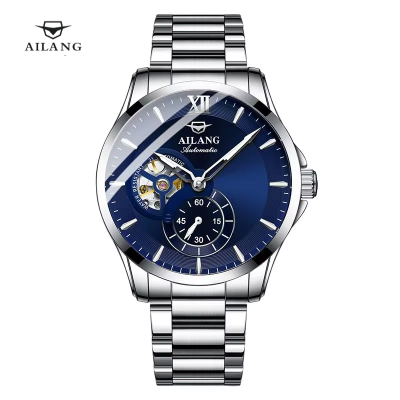 Nouvelle Montre Squelette Étanche Tendance en Cuir Véritable Lumineuse 3 Bar AL8627 AILANG Luxe Mécanique Automatique