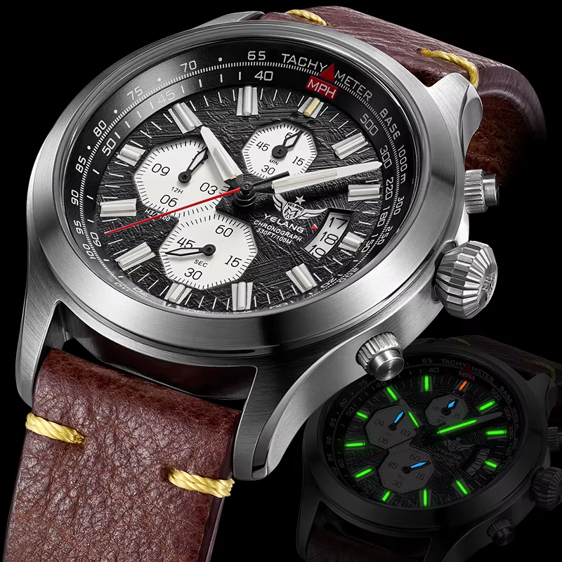 YELANG V1029S Montre à quartz pour homme 42 mm Mouvement japonais OS10 T100 Lumineuse 100M Étanche Style sport militaire Saphir