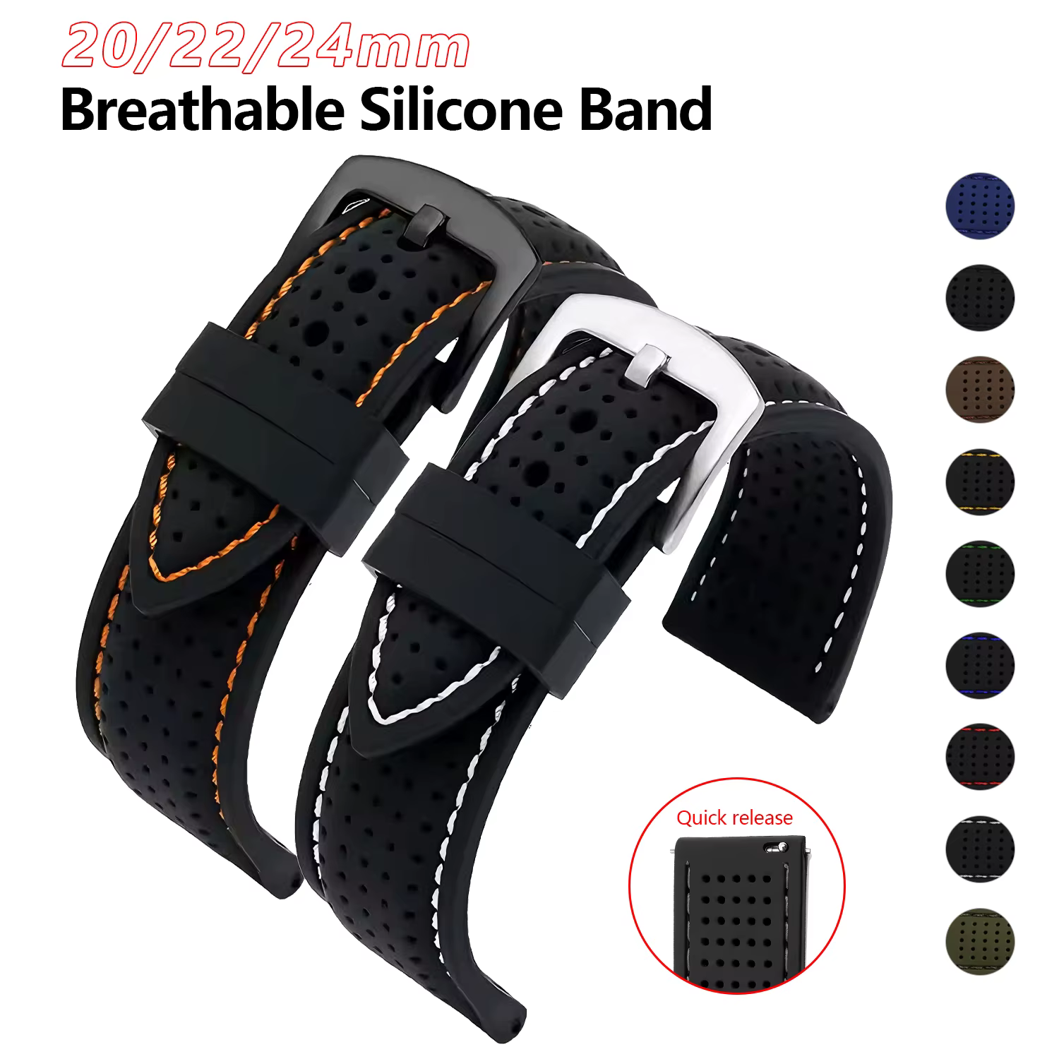 Bracelet de montre en caoutchouc de Silicone souple