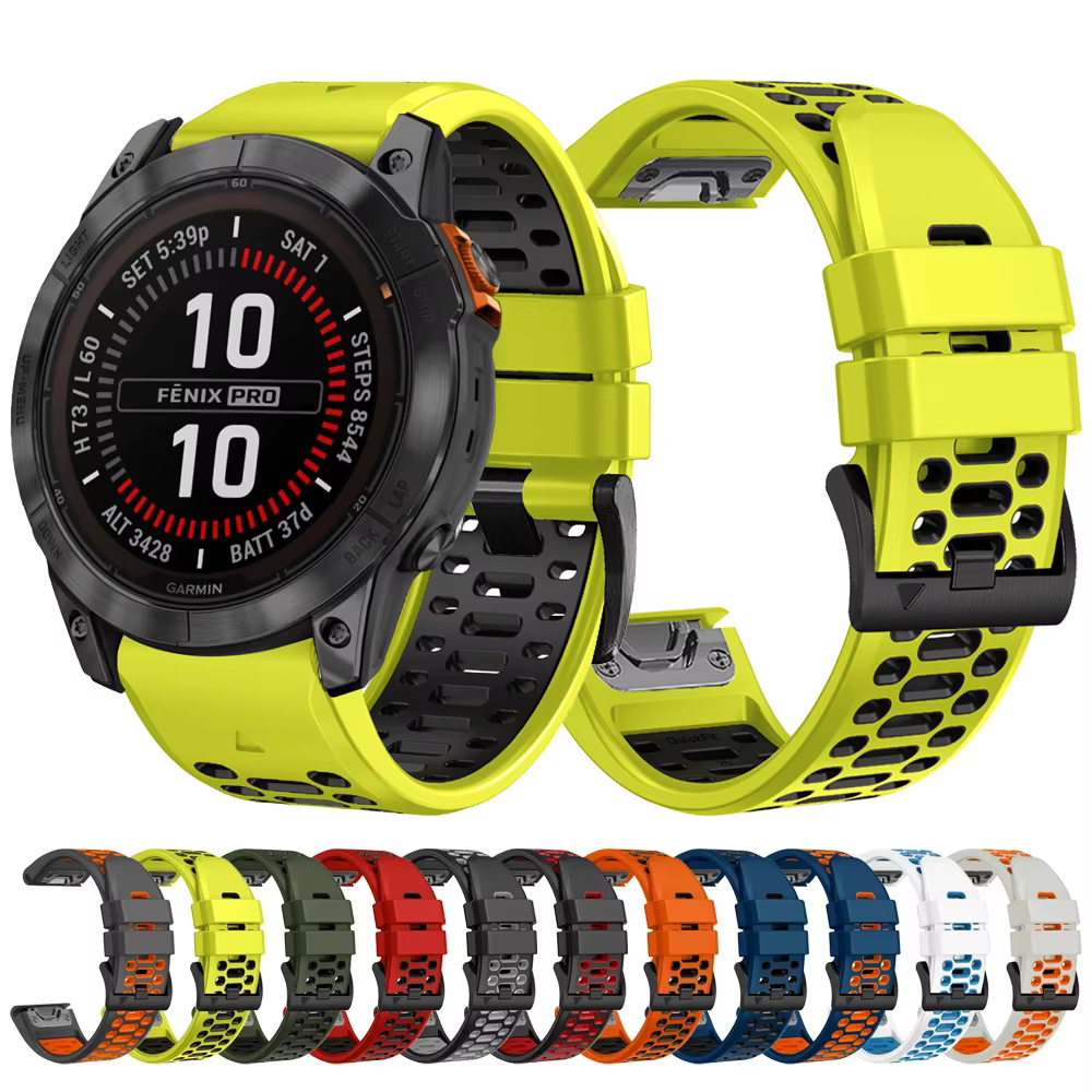22mm 26mm Sport Bracelet en Silicone respirant pour Garmin Fenix 7X 7 Pro 6X 6 5 5X Plus/Epix 2 47mm 51mm Bracelets de