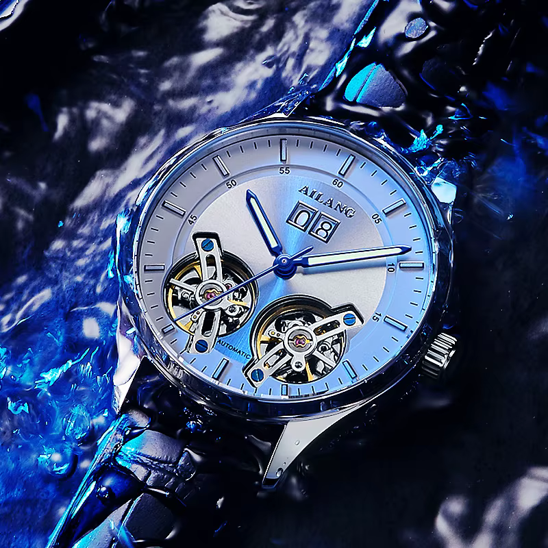 AILANG authentique montre mécanique automatique pour hommes tourbillon creux calendrier étanche montre-bracelet de marque de luxe