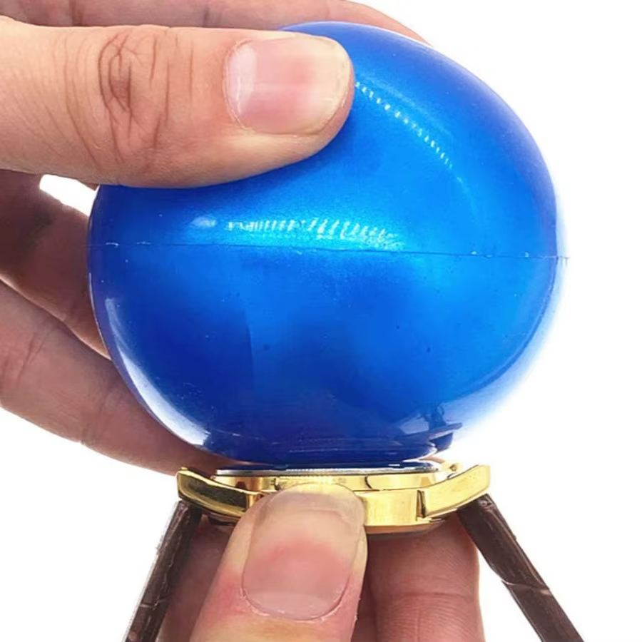 Boîtier de montre bleu, boule ouverte de 7cm de diamètre, caoutchouc Durable, sûr, fiable, Portable, boule de Friction pour outil de réparation professionnel