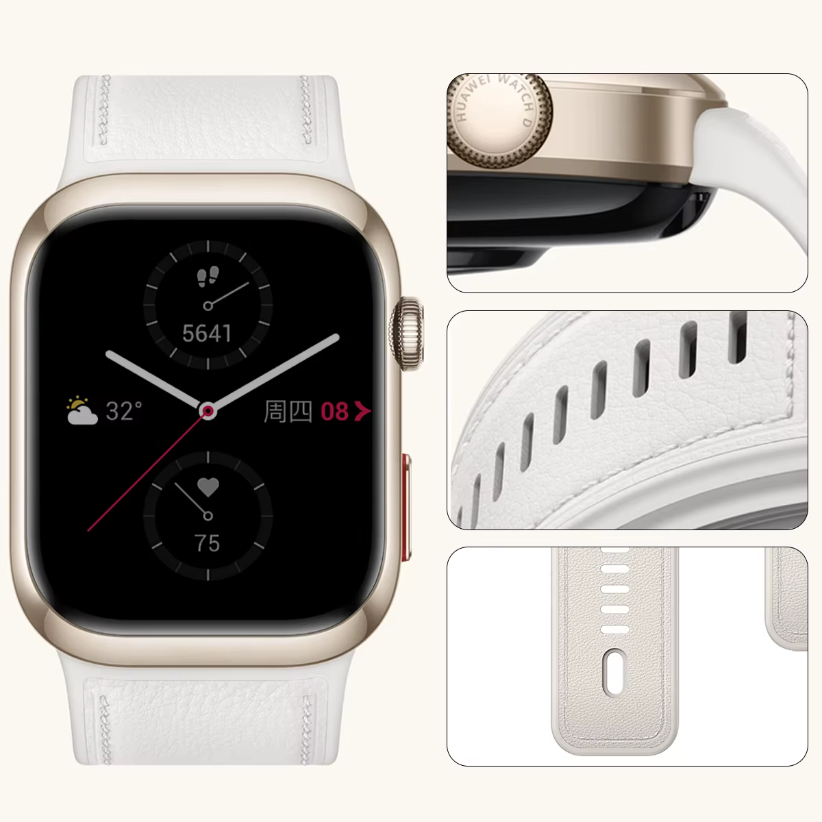 Bracelet de remplacement en cuir et silicone pour montre connectée Huawei Watch D2