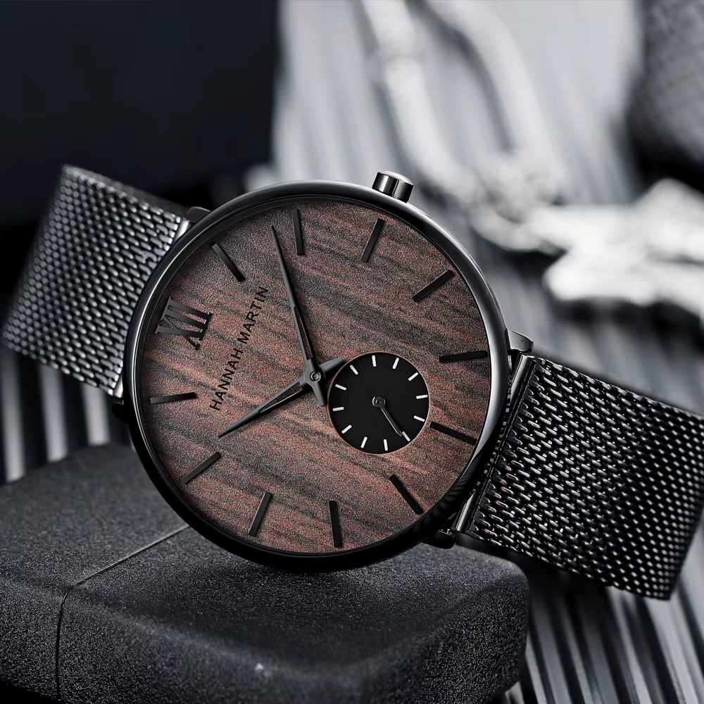 Hannah Martin-Montre-bracelet en acier inoxydable pour homme