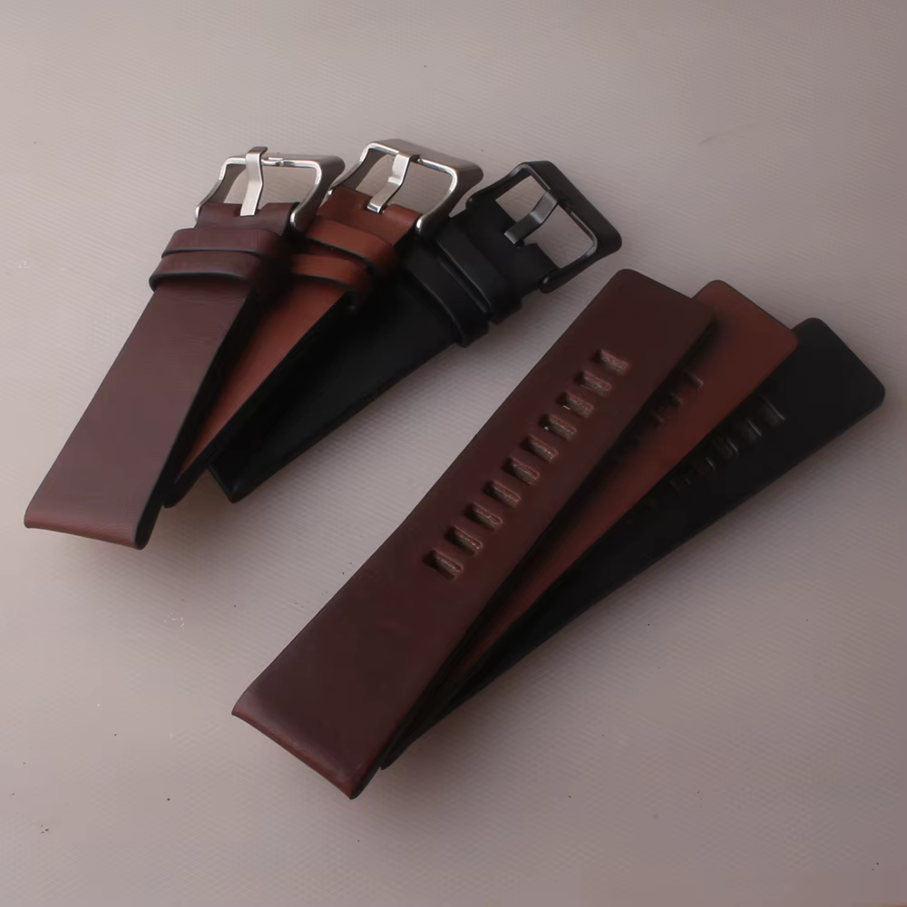 Bracelets de montre en cuir véritable pour homme