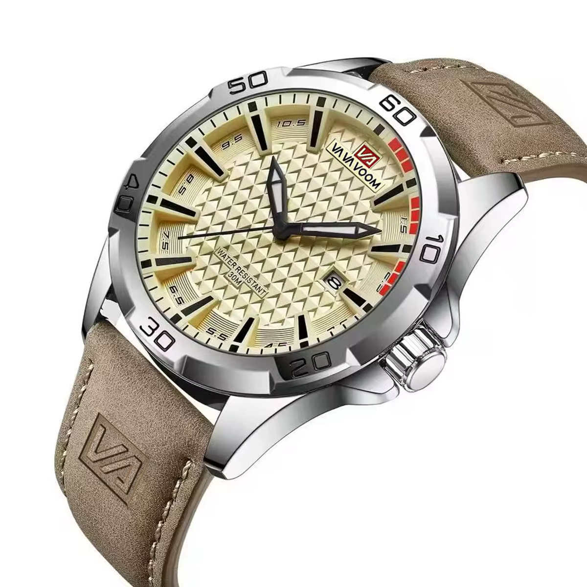VA VA VOOM hommes Sport décontracté militaire Quartz calendrier montre-bracelet pour homme d'affaires en cuir étanche mâle horloge Relogio Masculin