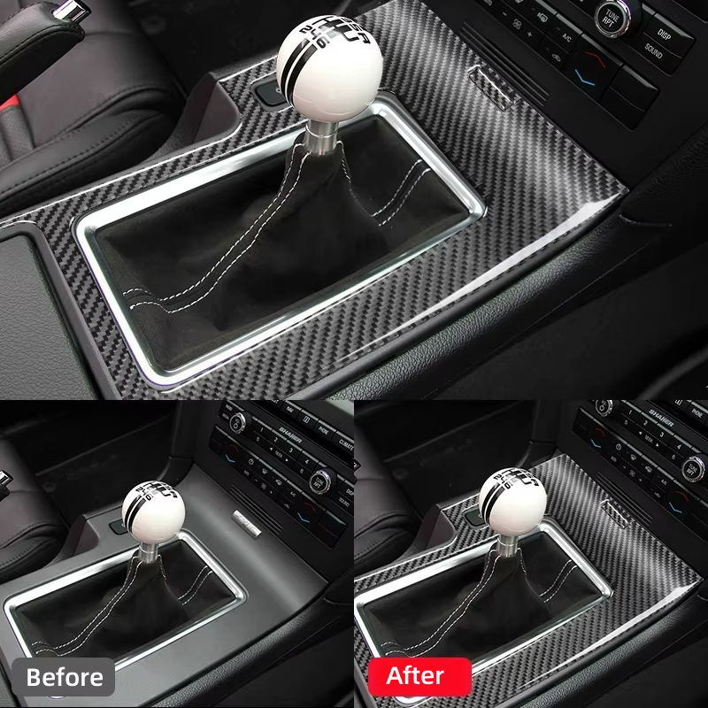 Accessoires pour Ford Mustang 2009-2014, panneau de console centrale de voiture, boîte de vitesses, autocollant décoratif, garniture intérieure en fibre de carbone
