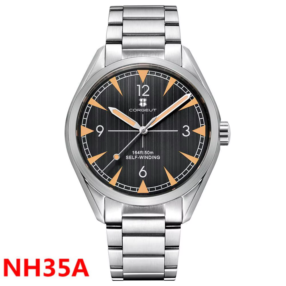 41mm Corgeut montre pour hommes NH35 mouvement de luxe automatique reloj hombre montres pour hommes saphir reloj Date lumineux lunette brossée