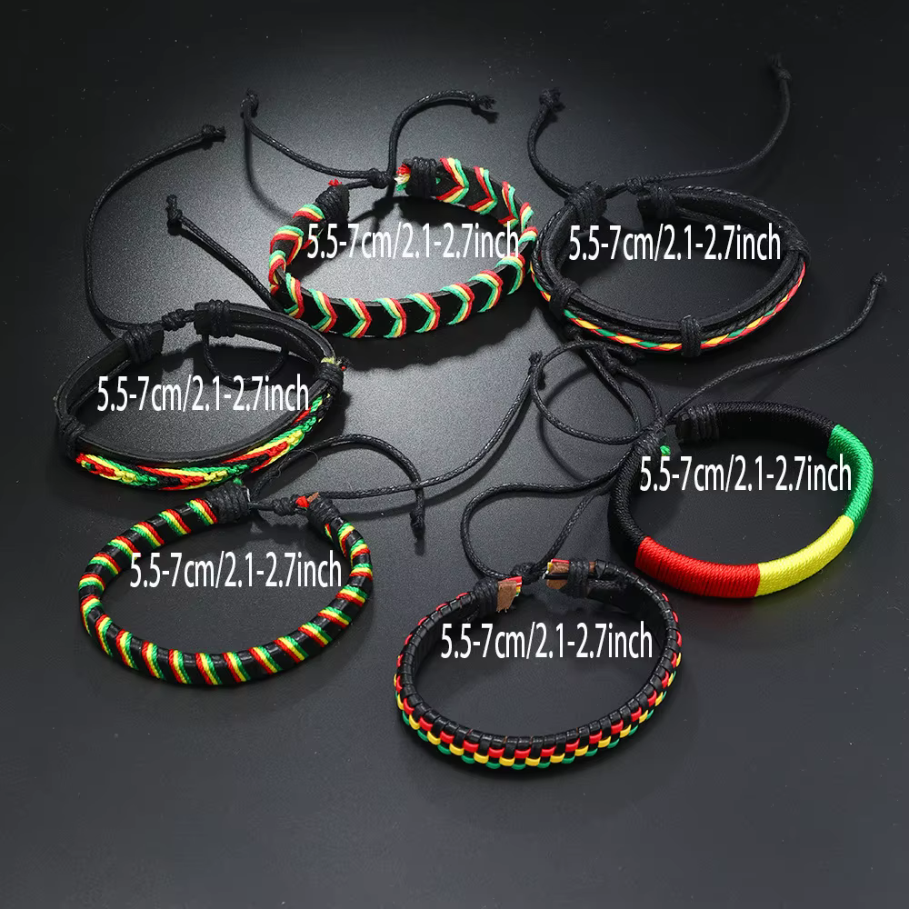 Bracelet personnalisé de style bohème, rouge, jaune, vert, tissé à la mode, multicouche, six pièces, pour hommes, collocation gratuite