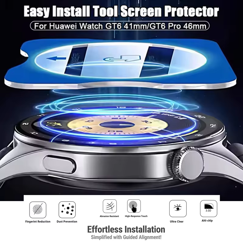 Protecteur d'écran en verre trempé pour Huawei Watch GT 6 Pro 46mm avec outil d'alignement