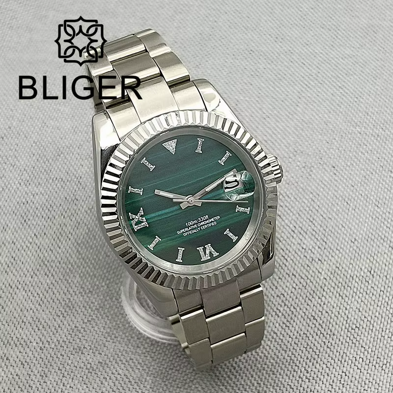 Montre à Cadran Vert Malachite pour Homme