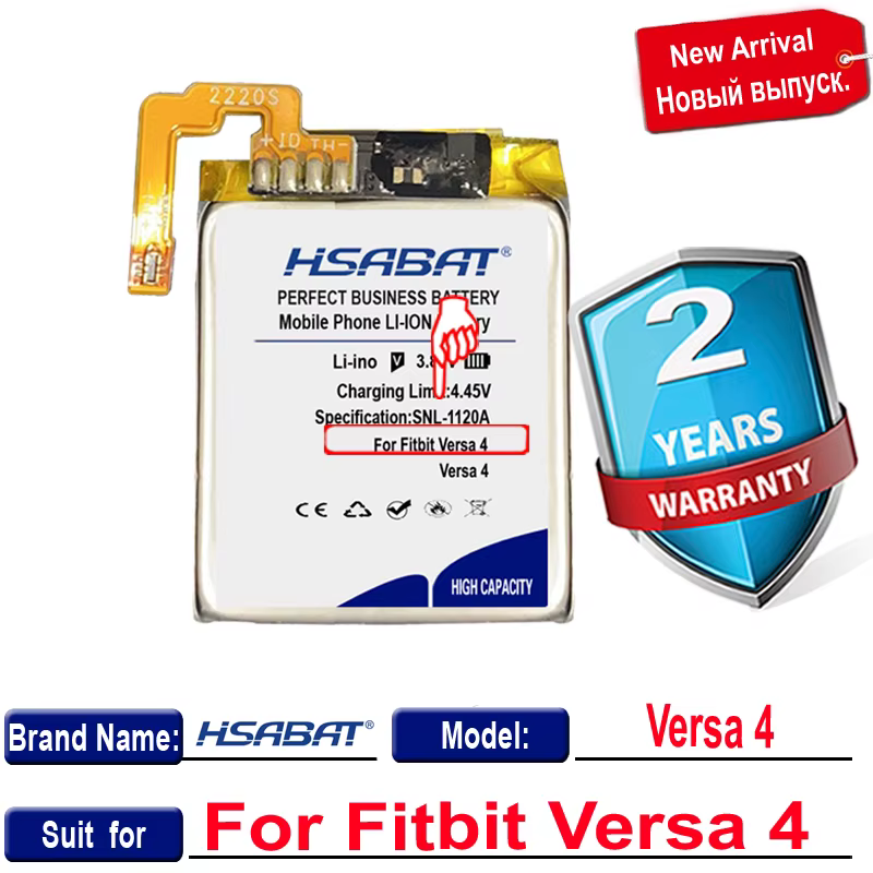 Batterie HSABAT 200mAh pour montre de sport intelligente Fitbit Versa4 Versa 4