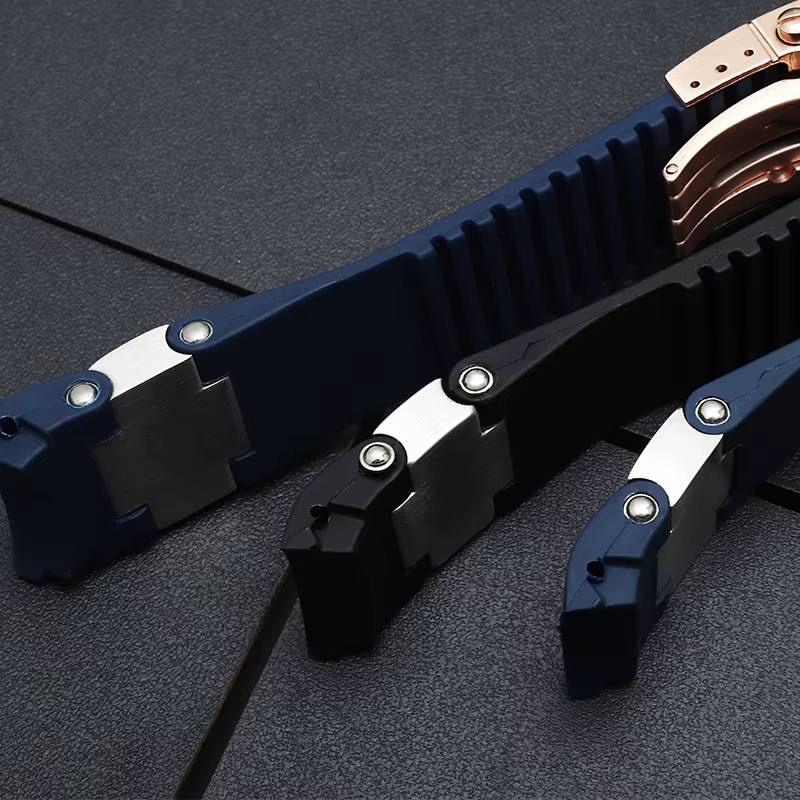 Pour Ulysse Nardin 263 DIVER bracelet de montre en caoutchouc à extrémité incurvée
