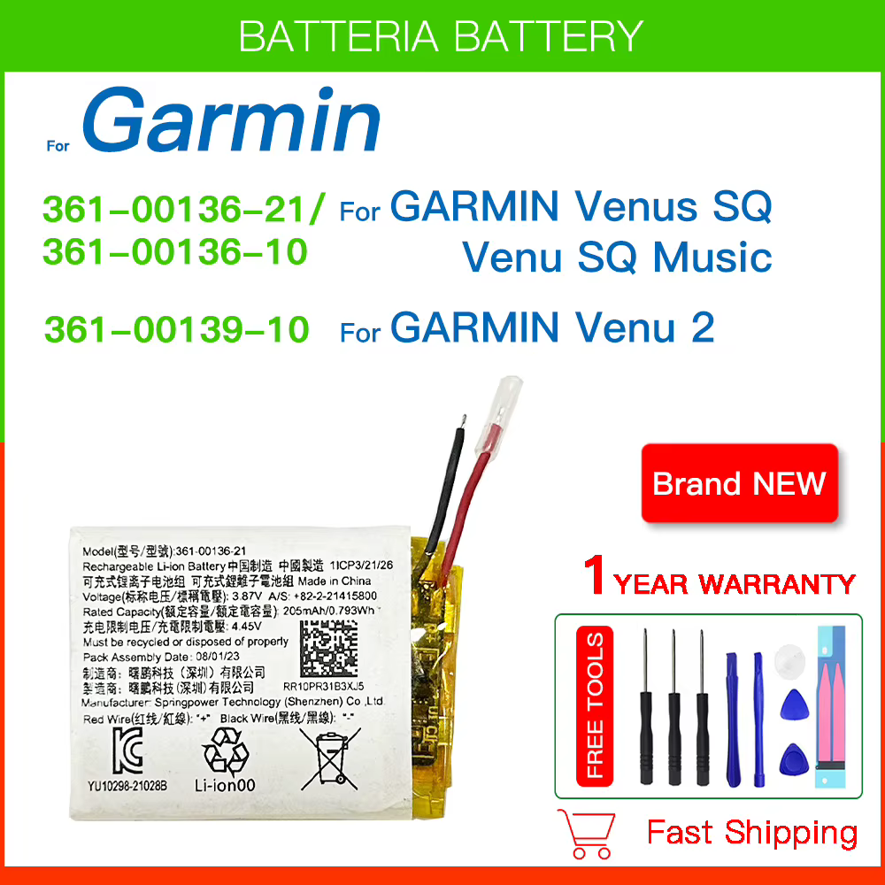 Batterie rechargeable 361-00136-21 361-00136-10 pour Garmin Venu SQ2 Venus SQ 361-00139-10