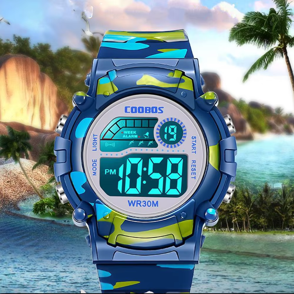 COOBOS enfants montre Camouflage sport électronique