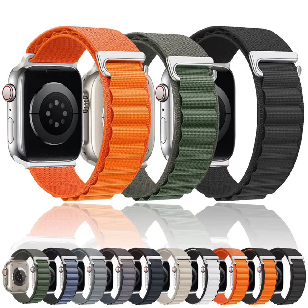 Bracelet en Nylon à boucle alpine pour Apple Watch 41 42 44 45 49mm 46mm hommes femmes