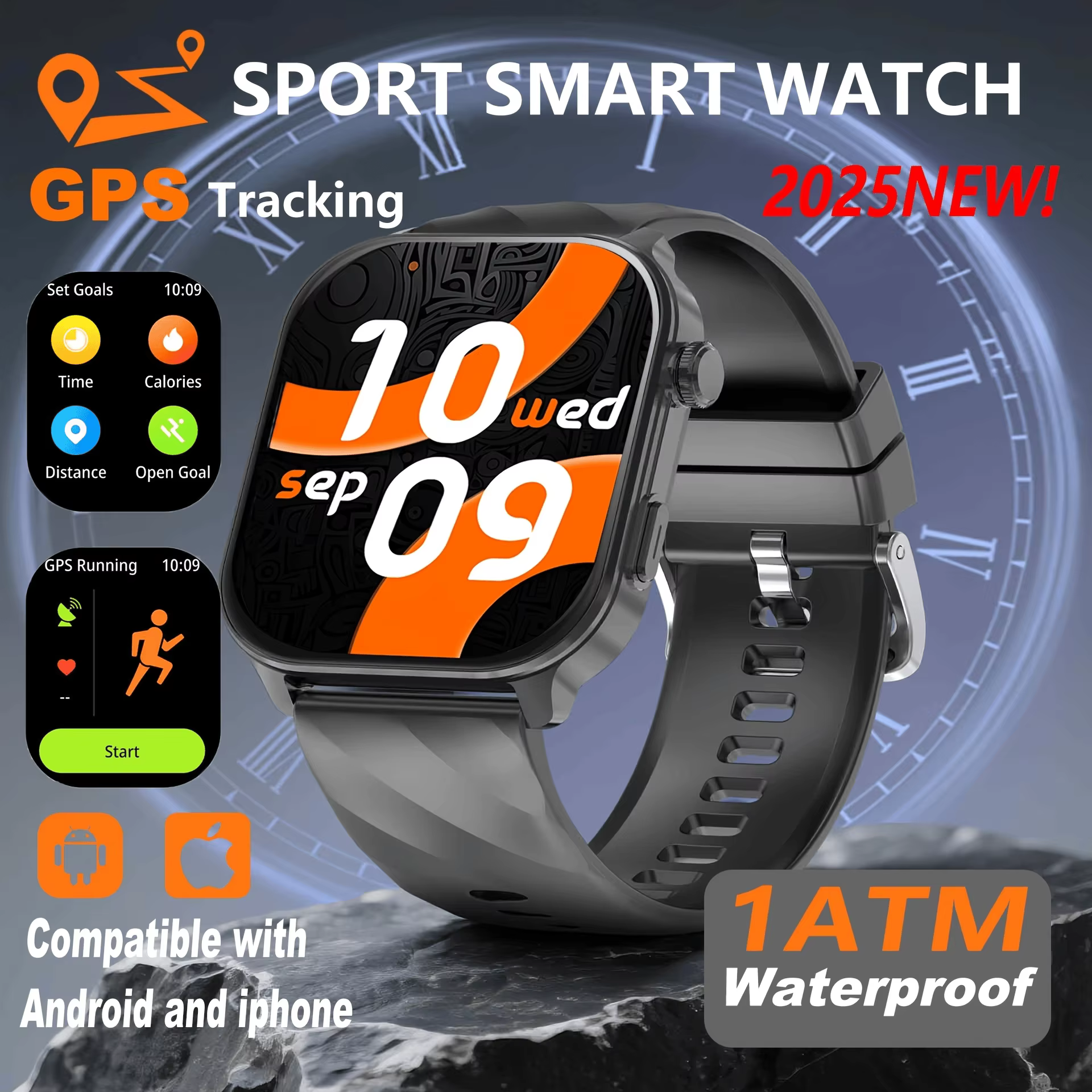 Montre connectée GPS, écran tactile de 2