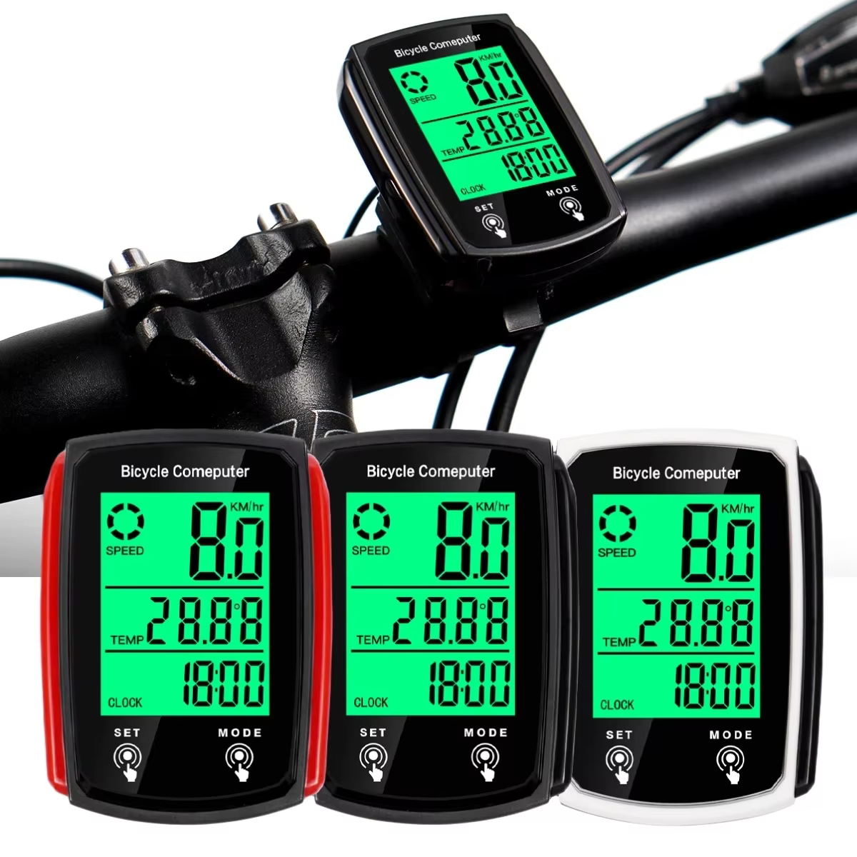 Compteur de vitesse filaire pour vélo, compteur de vitesse USB lumineux LCD rechargeable pour vélo de route, VTT, compteur de vitesse pour cyclisme