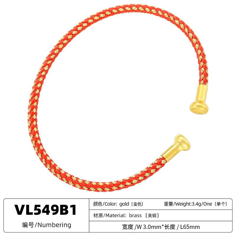 ZHUKOU fil de cuivre Bracelet à extrémité ouverte Vintage Hip Hop tissage