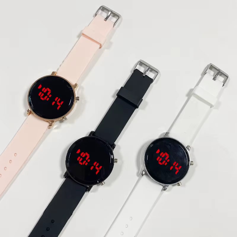 Montres numériques pour femmes mode Simple cadran rond montre LED Sport décontracté hommes montre-bracelet électronique