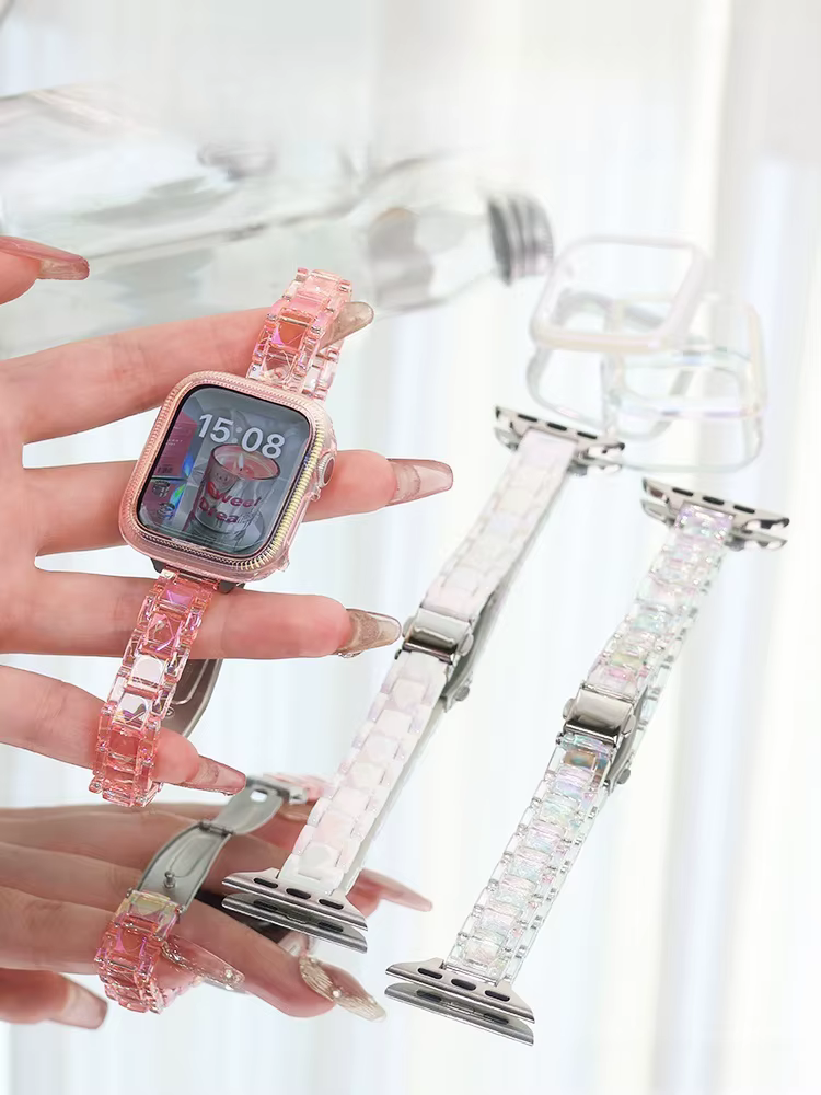 Bracelet transparent arc-en-ciel pour Apple Watch série 10 9 8 7 se 6 5 4 3