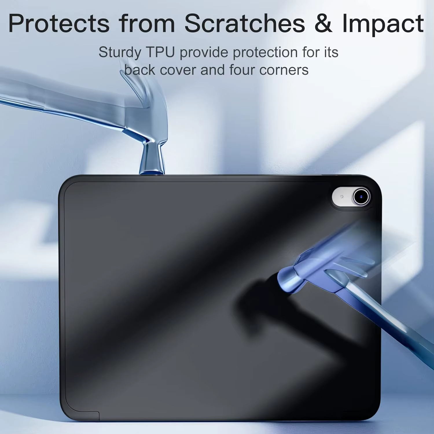 Pour iPad 5/6/7/8/9/10e génération Compatible avec Air 4/5/6/7 Pro 11, housse de protection intelligente à trois volets avec étui souple en TPU