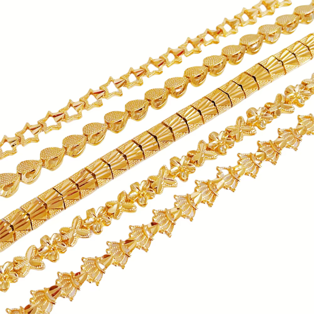 Bracelets de main en or pour femmes, bracelet de poignet de luxe, bijoux en or de Dubaï, cadeaux de bracelet, documents, étoiles, couronne, bouton de manchette, haute qualité