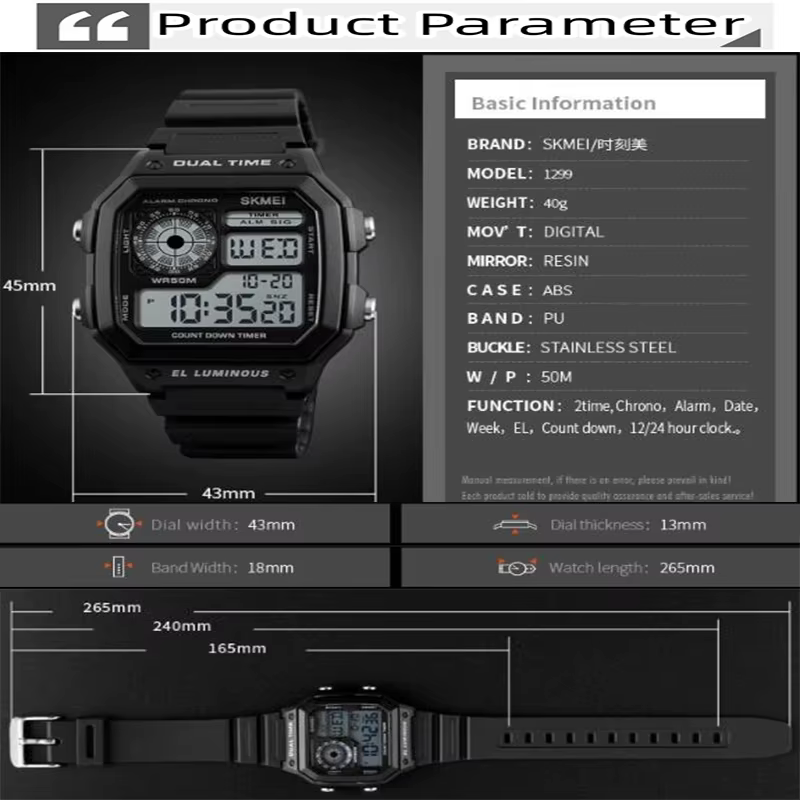 Montres-bracelets numériques étanches pour hommes