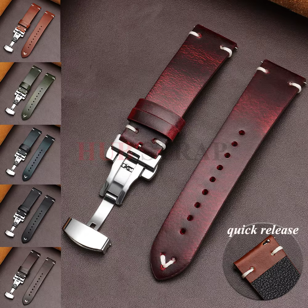 18mm20mm 22mm Bracelet pour Seiko Vintage huile cire cuir