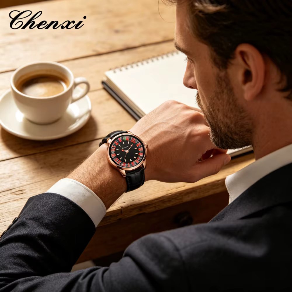 Montre à quartz pour homme de la marque haut de gamme CHENXI 360 °