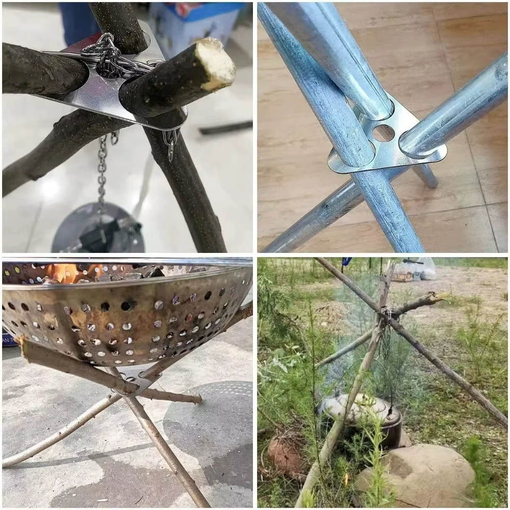 Accessoires de cuisine Trépied de barbecue portable Détachable Réglable Trépied de camping Multifonctionnel Étagère suspendue Pique-nique