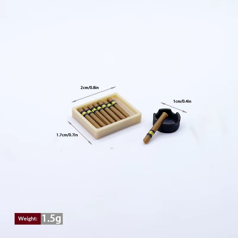 Kit de cendrier de cigare miniature 1/12 pour maison de poupée, modèle d'ornement de cigarette, accessoires de décoration pour maison de poupée, 1 ensemble de jouets de simulation