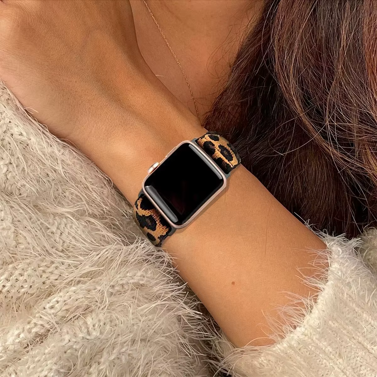 Bracelet en Nylon élastique léopard pour Apple Watch Ultra 2, 49mm 41mm 45mm 42mm 46mm 44mm, Bracelet pour femmes iWatch série 10 9 se 7 3 8 5 4