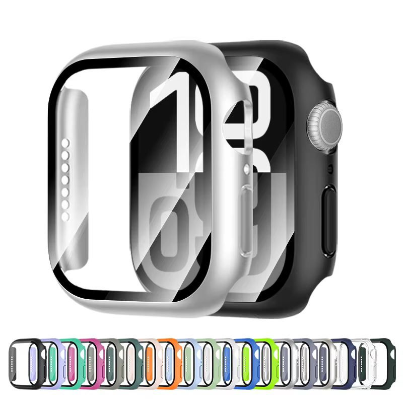 Film en verre trempé + couvercle pour boîtier de montre Apple 46mm 42mm 38 40mm 41mm 44mm 45mm protecteur d'écran pour iWatch 4 5 6 7 8 9 10 11 SE