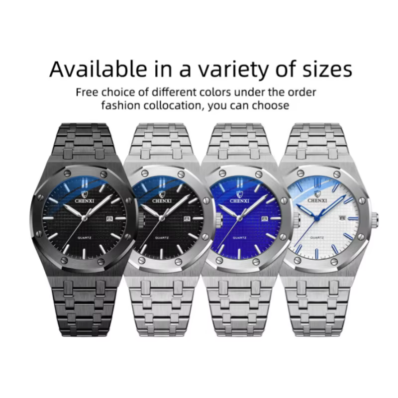 CHENXI 8248 chronographe Date affaires étanche montre pour hommes en acier inoxydable lumineux mode libre tendance