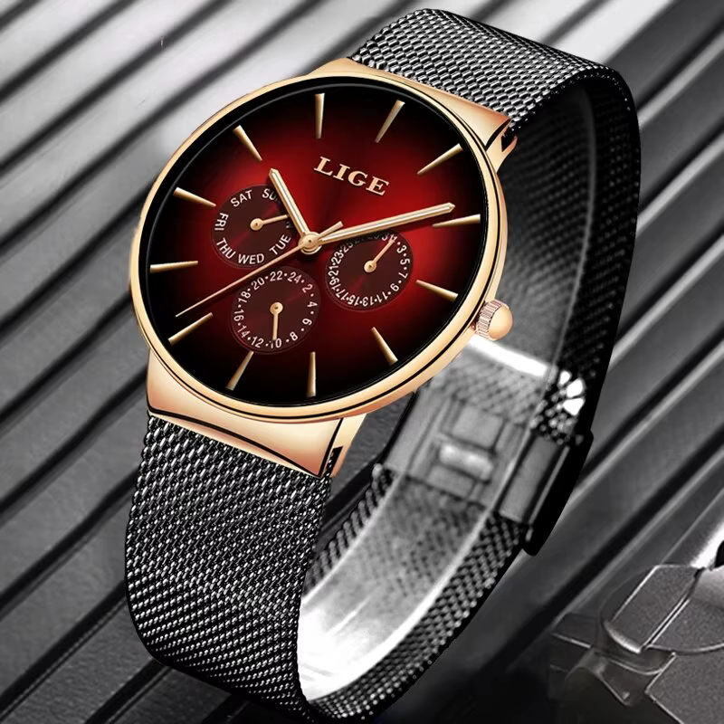 Montre à quartz ultra fine étanche pour homme