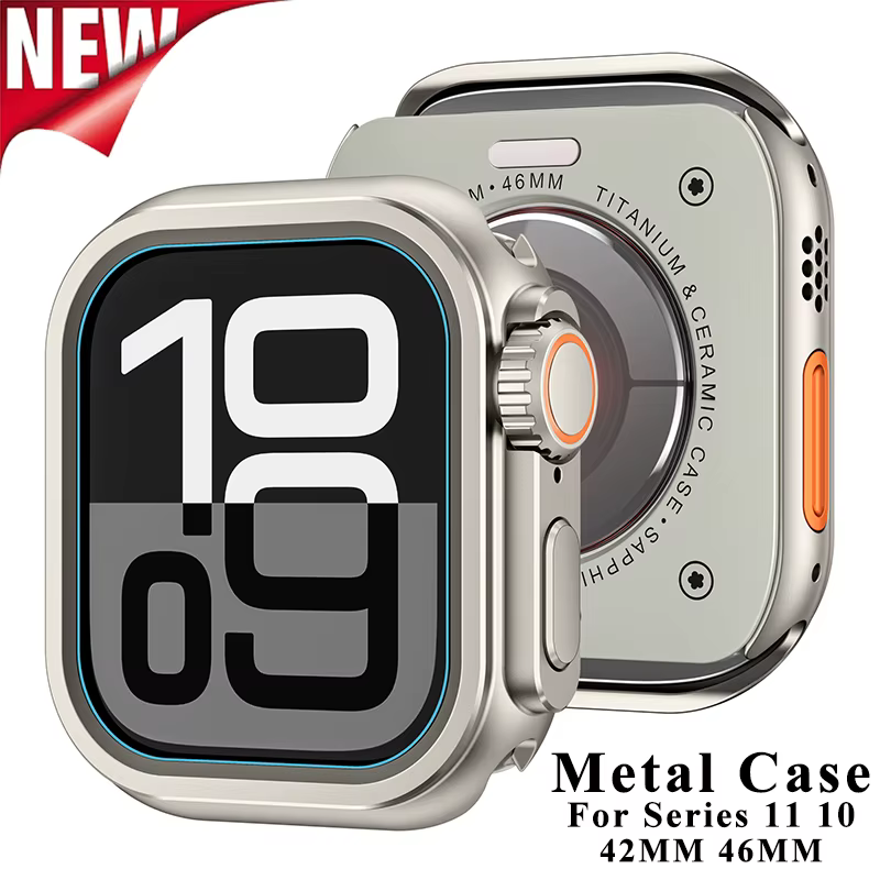 Boîtier en métal pour Apple Watch série 11 10 46mm 42mm mise à niveau Ultra 3/2 49mm housse de protection rigide en