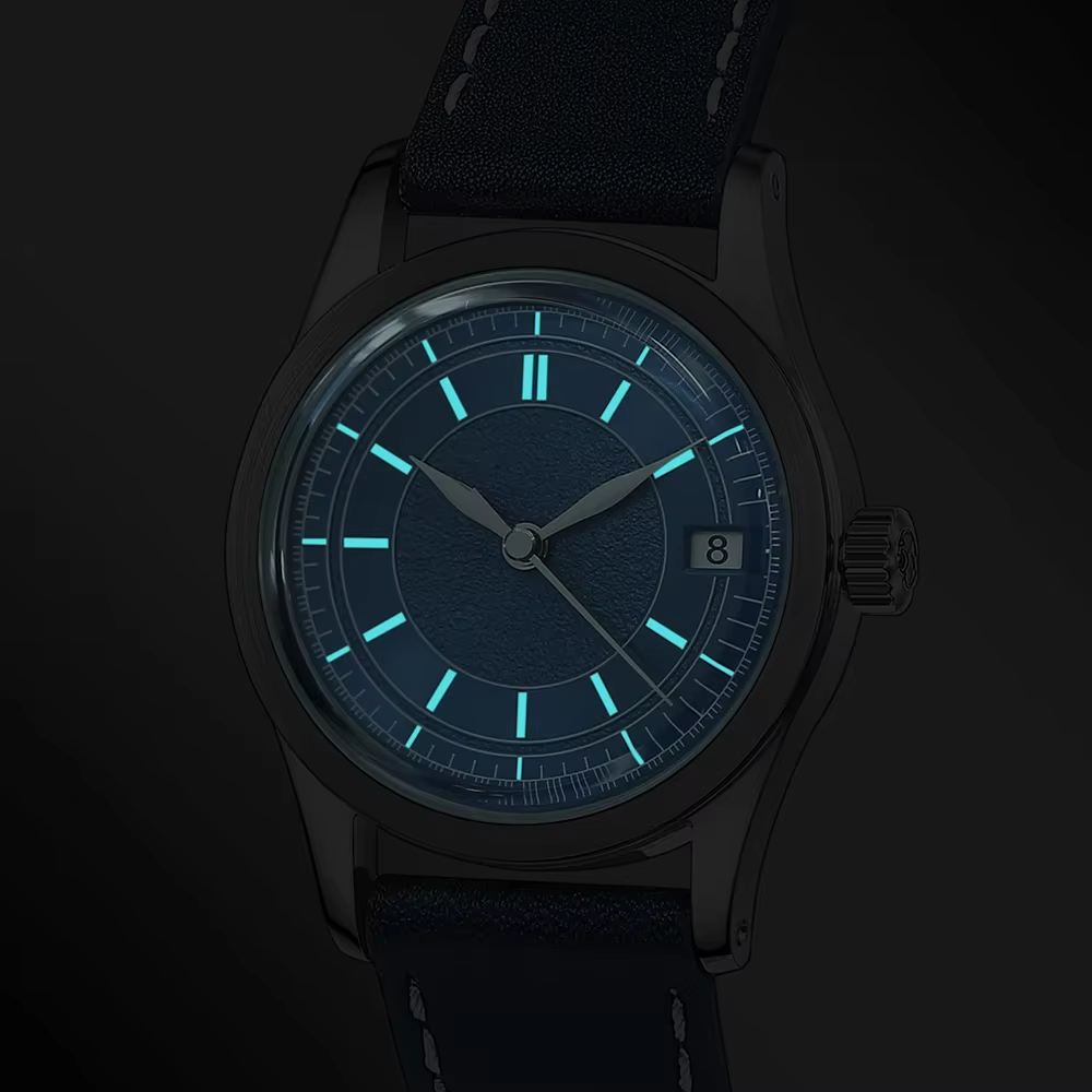 BODERRY hommes montre automatique 38MM pilote mécanique montre-bracelet 10Bar étanche saphir miroir BGW-9 lumineux Hangzhou7208