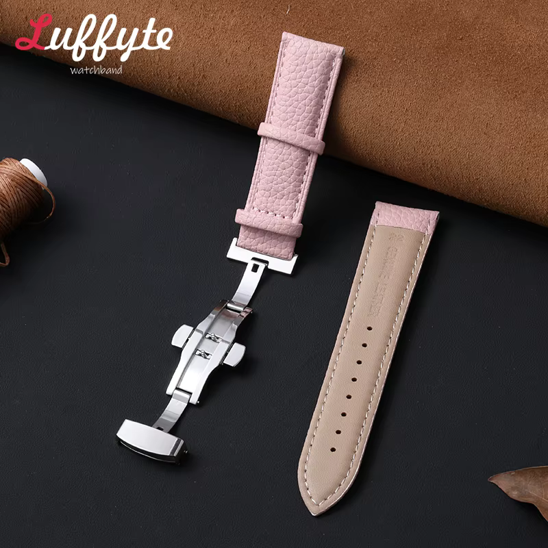 Bracelet de montre en cuir motif litchi