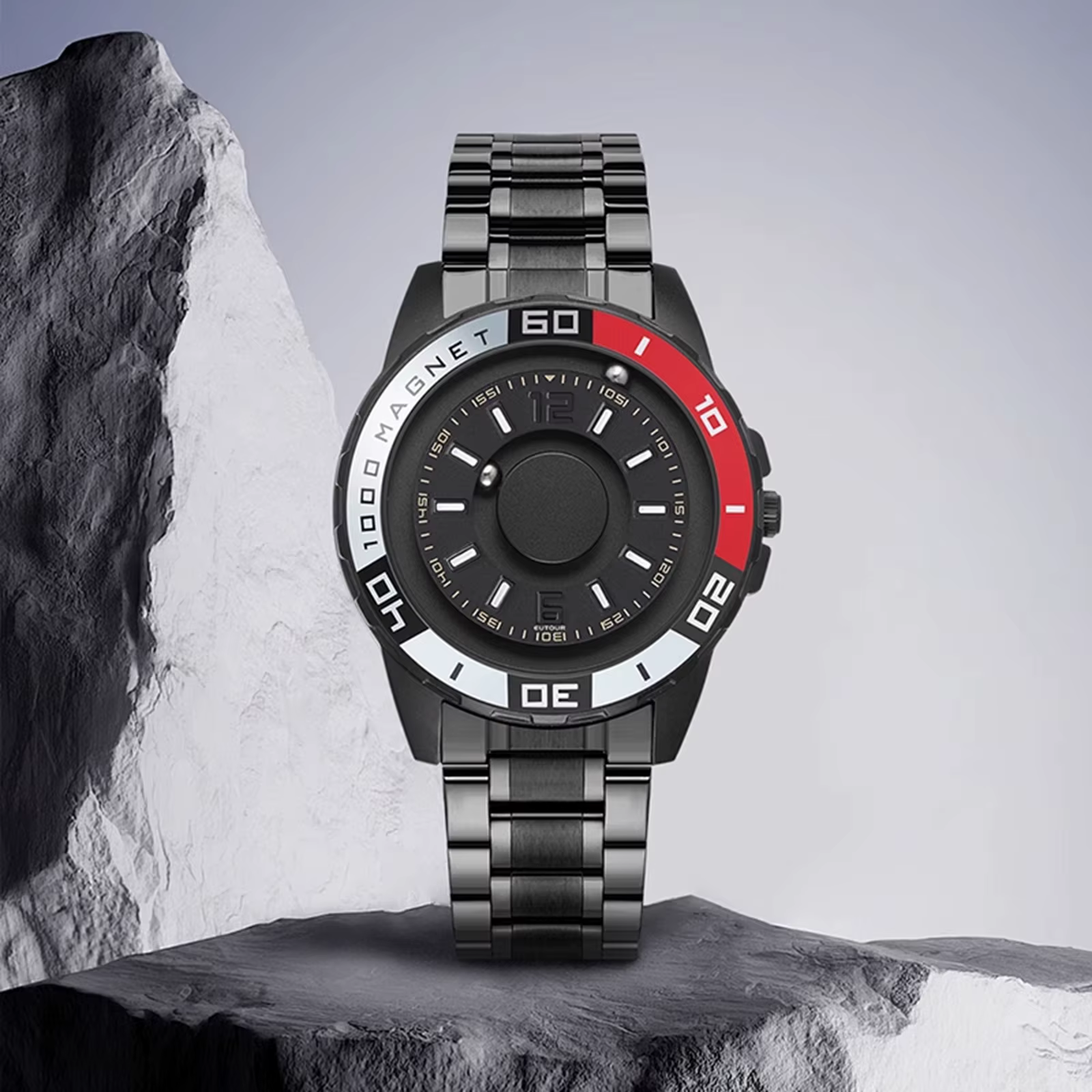Montre à quartz magnétique de luxe pour homme EUTOUR