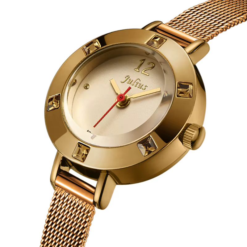 Petite montre pour femme Julius Lady strass scintillants japon Quartz heures de mode chaîne en acier Mini Bracelet horloge pour fille cadeau sans boîte