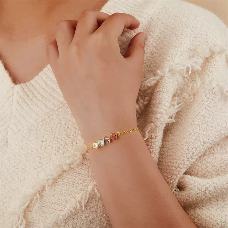Bracelet personnalisé en pierre de naissance pour femmes, Unique, personnalisé, bijoux personnalisables, cadeau pour maman, femme, petite amie