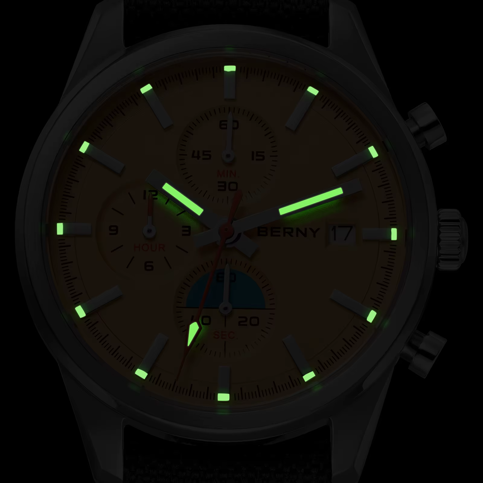 BERNY – montre chronographe à Quartz pour hommes