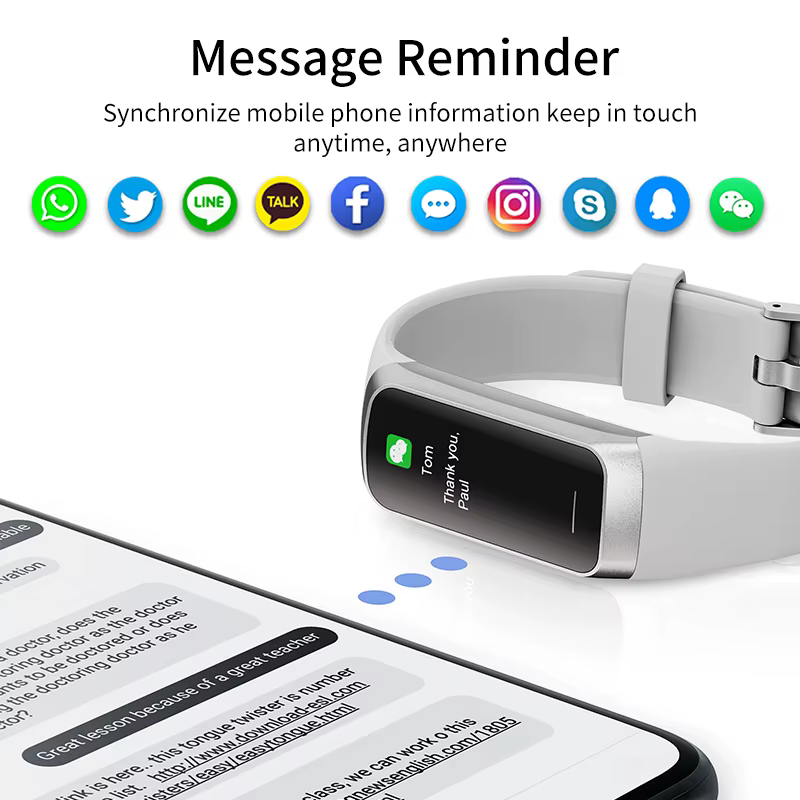 LIGE 1.1 pouces Amoled moniteur de fréquence cardiaque Bracelet intelligent