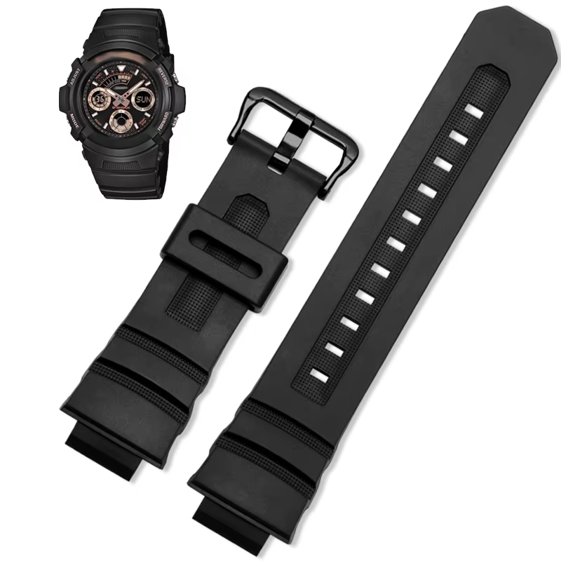 Bracelet de montre noir pour Casio g-shock AW-591/590/5230/282B AWG-M100/101 G-7700/7710