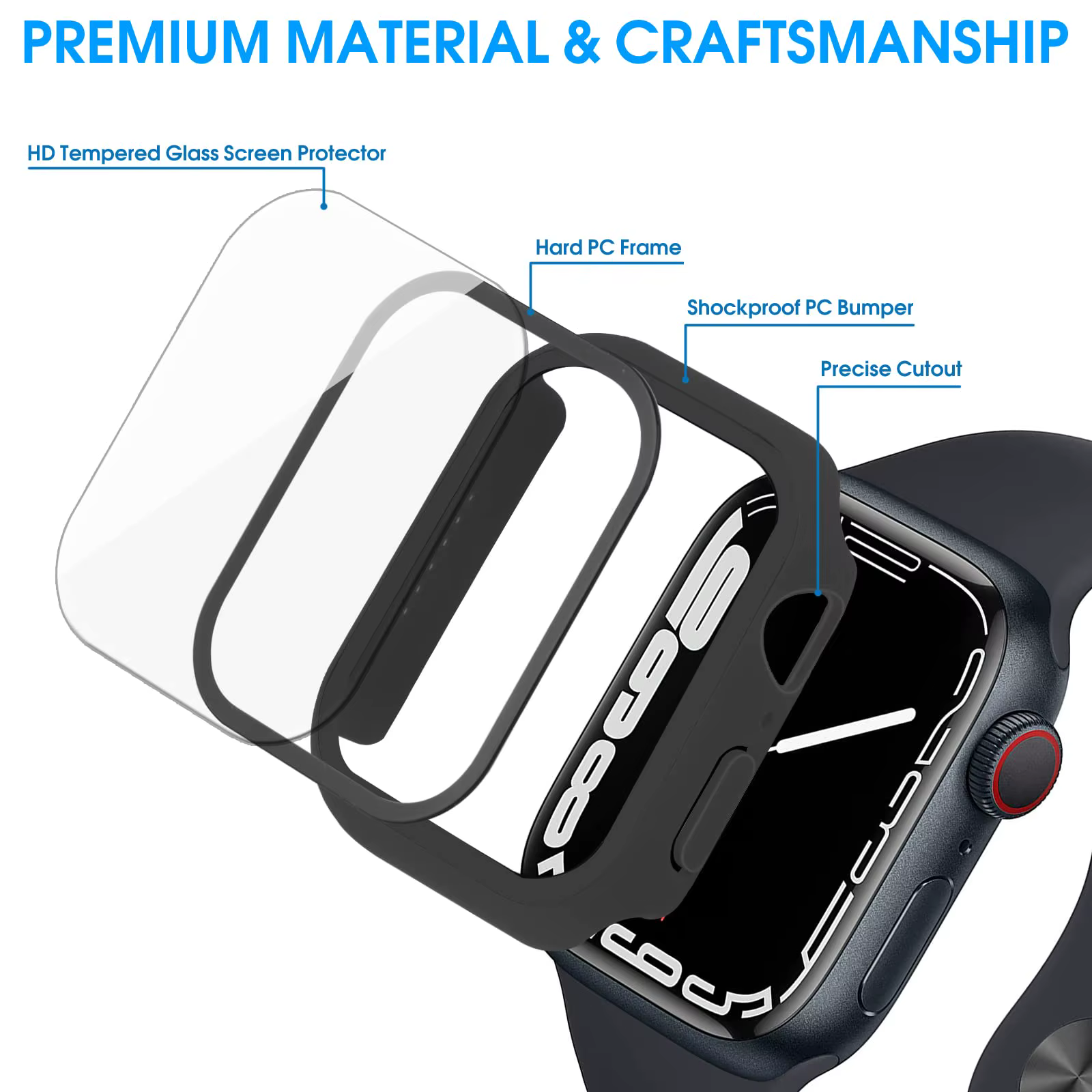 Verre trempé + couvercle pour Apple Watch série 10 9 8 7 6 5 4 SE
