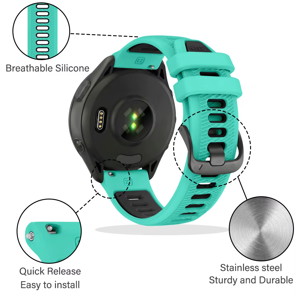 Bracelet de montre 18mm 20mm 22mm pour Garmin Forerunner 265 255 245 168 165 158 55 645