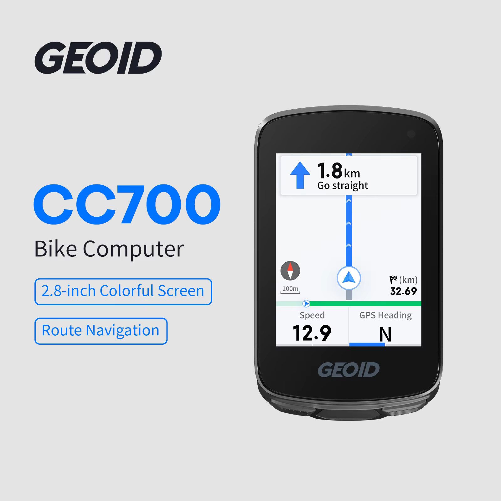 GEOID CC700 GPS ordinateur de vélo 2.8 pouces écran couleur Route Navigation compteur de vitesse