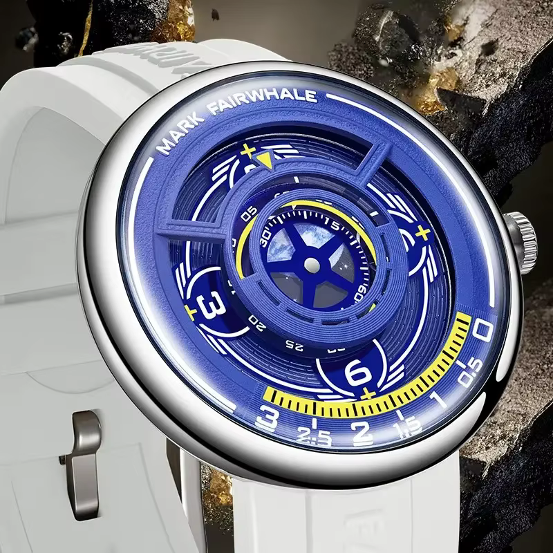 Mark Fairwhale 5990 à la mode décontracté terre 3D Relojes Hombre à la mode lumineux montre-bracelet sport montres à Quartz pour hommes cadeau